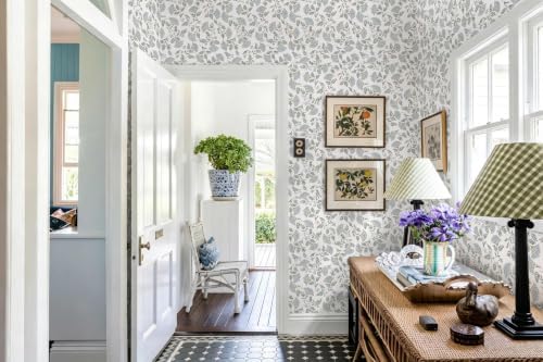 Floral Peel and Stick Wallpaper Blue Contact Paper Morden Cottage 78.7×17.3" | - Image 6