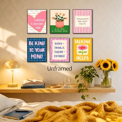 Trendy Inspirational Quotes Poster Set of 6, Mental Health Counseling Wall Art - Image 2