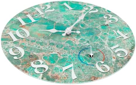 8 Inch Wall Clock with Thermometer, Rustic Glass Clock Battery Operated - Image 5