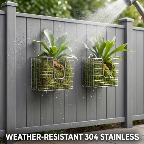 2Pack Stainless Steel Staghorn Fern Wall Planter Basket - Image 6