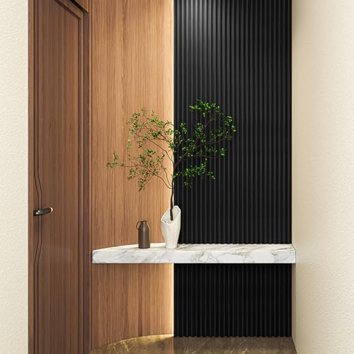 Art3d 108 x 5.7 Inch Fluted Wood Textured Slat Wall Panel, Beaded Black - Image 4