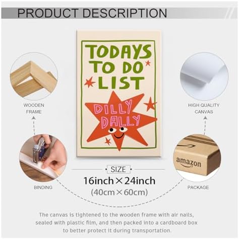 Colorful Cute Star Wall Art Fashion Fun Quote Canvas Posters Minimalist Today's - Image 2