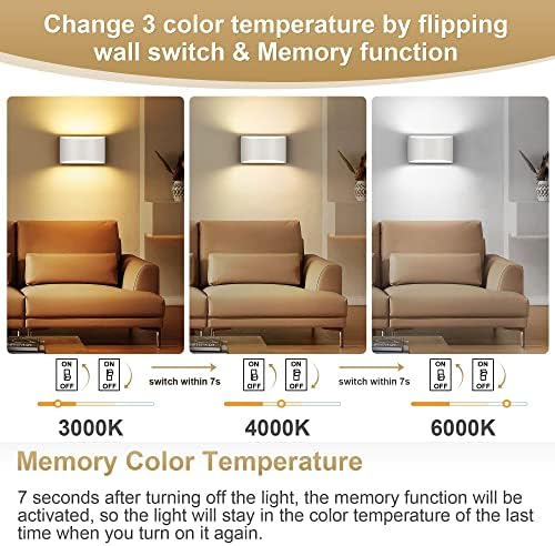 TRLIFE Dimmable Wall Sconces, 3000K/4000K/6000K Selectable Modern LED Wall - Image 2