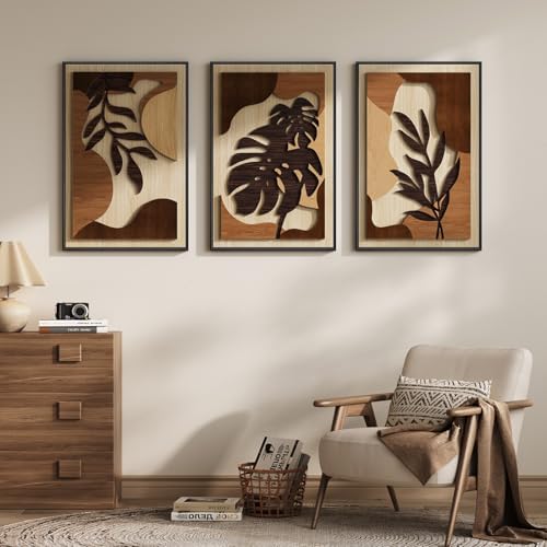 Large Framed Wood 3D Boho Tropical Wall Decor - Image 7