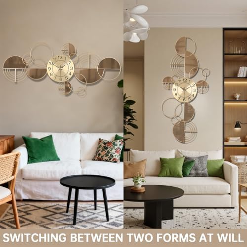 Modern Large Wall Clock Metal Decorative Clock, 3D Creative Wall Art Silent Non - Image 4