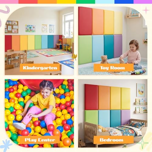 8 Pack Wall Padding Headboard 23.62" x 11.81" x 1.18" Rainbow Colors - Image 5