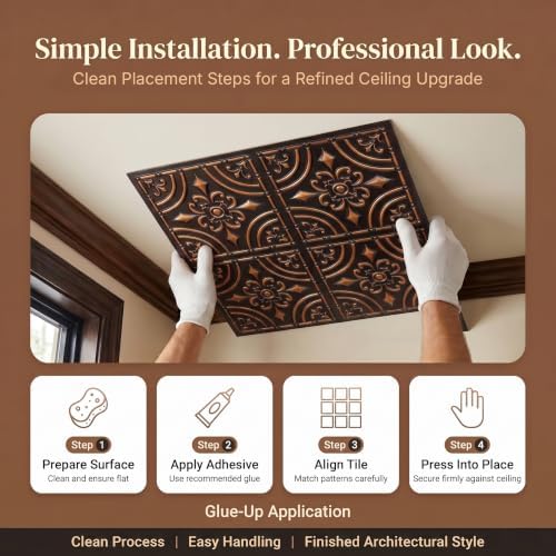 From Plain To Beautiful In Hours 205 Wrought Iron PVC Ceiling Tiles 2x2 ft - Image 5