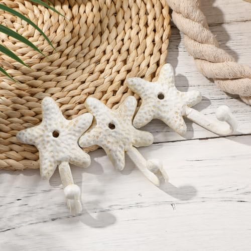 3pcs Decorative Hooks for Hanging, Cast Iron Star Fish Beach Themed Wall Hooks - Image 6