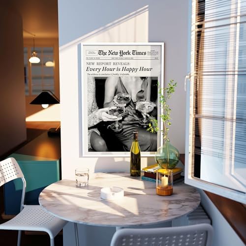Retro Black and White Newspaper Wall Art 20x30inch White Framed Every Hour Is - Image 3