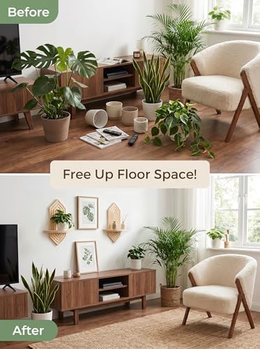 Boho Wall Decor Hanging Plant Shelf, Floating Shelves - Image 4