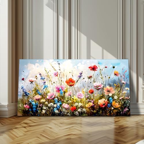 SERIMINO Large Floral Wall Art, Flower Market Canvas Art 29"X57" - Image 6