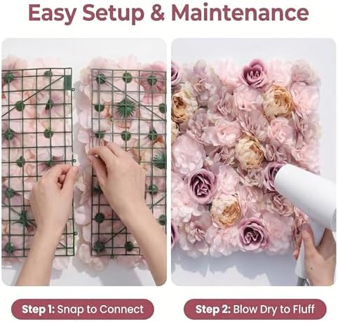 3D Flower Wall Backdrop, 24x16 Inch, Coffee & Pink, 2 Pack - Image 3