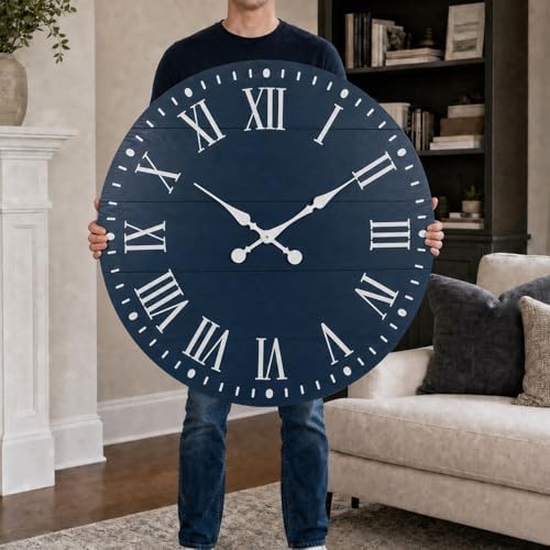 35.5" Large Wall Clock, Decorative Shiplap Clock - Image 2