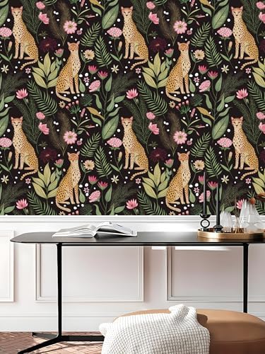 Floralplus Black Leopard Wallpaper Peel and Stick Wallpaper Removable Vintage - Image 3