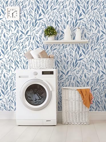 Safiyya Peel and Stick Wallpaper Boho Modern Blue Leaf Contact Paper Peel and - Image 5