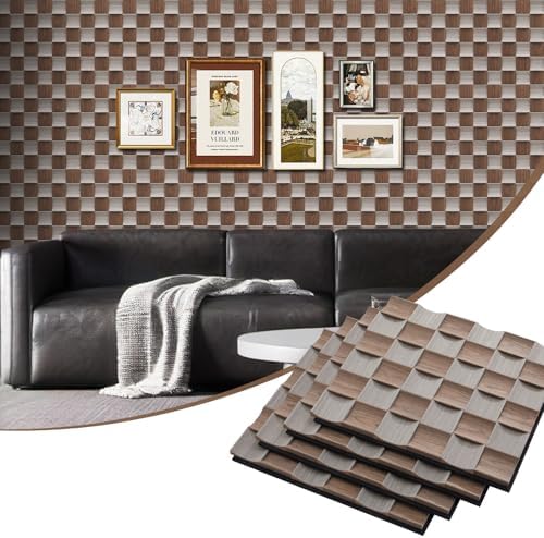 Acoustic Wood Slat Panels, 23.6"x23.6", 3D Concave Convex by TREKATLAUTO