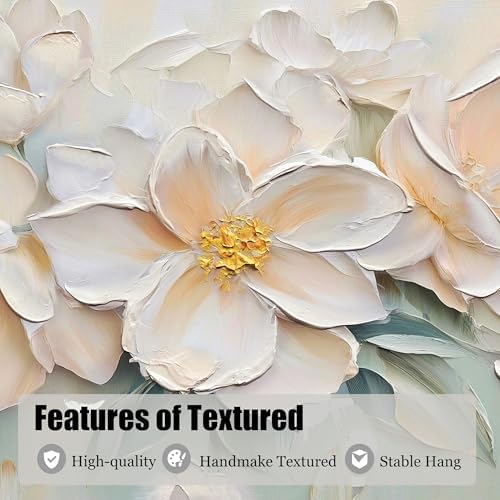 Anolyfi Large White Floral Canvas Wall Art - Image 5