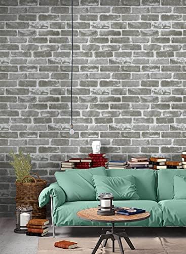 Timeet 3D Vintage Grey Brick Wallpaper 17.7"×472" Brick Peel and Stick - Image 5