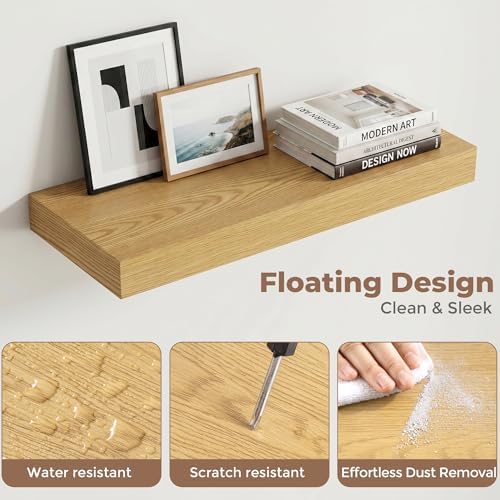 20 Inch Floating Shelves for Wall, Oak Finish - Image 4