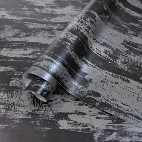 BOMENG Black Concrete Peel and Stick Industrial Wallpaper 31.5"x157.5" Cement - Image 2