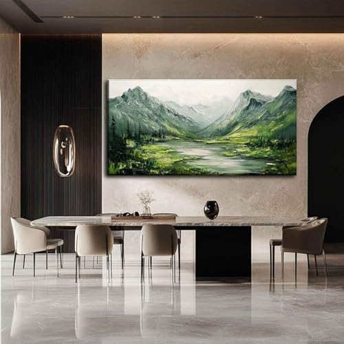 Large Green Mountain Canvas Wall Art Texture Mountain Landscape painting Decor - Image 6