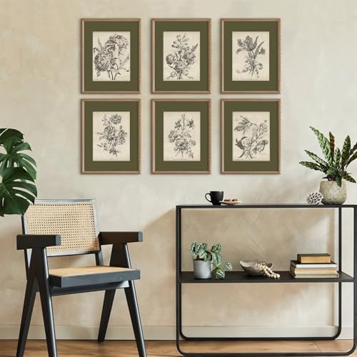 Vintage Floral Wall Art Sketch Flower Prints Antique Botanical Canvas Wall Art - Image 5