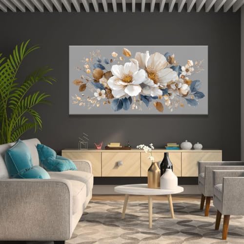 White Floral large Canvas Wall Art - Image 3