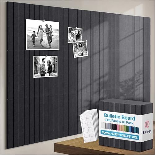 X-Large Cork Board Alternative 12-Pack Felt Bulletin Board Thick and Decorative by EkkogoAcousticPanels