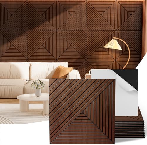 Acoustic Wall Panels, 8 Piece 23.62"X 23.62" PVC Peel and Stick Wall Panels by Vellorise