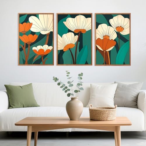 CHDITB Modern Floral Framed Canvas Wall Art Set, Nature Flowers Wall Decor - Image 2