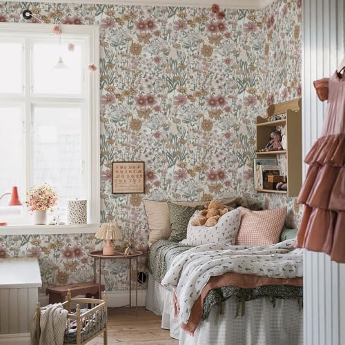 Orainege Vintage Peel and Stick Wallpaper Daisy Floral Wallpaper - Image 4