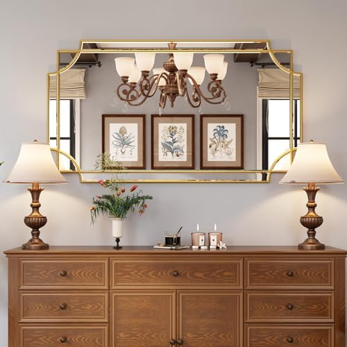Kelly Miller 28"x50" Gold Foil Scalloped Edge Decorative Vanity Wall Mirror - Image 2