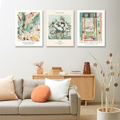 LYPHNX Framed Sage Green Matisse Canvas Wall Art Vintage Abstract Floral Prints - Image 3