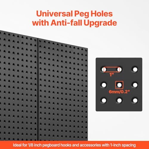 VEVOR Metal Pegboard Panels, 4 Panels, Heavy Duty Steel Peg Board Wall Organizer - Image 5