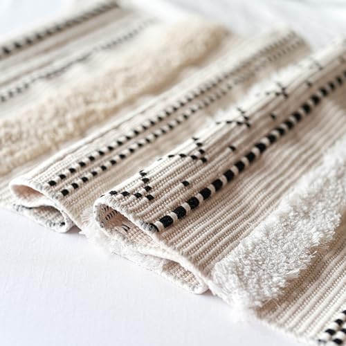 BlissBlush Long Vertical Wall Hanging Tapestry Woven Boho Farmhouse Decor Black - Image 7