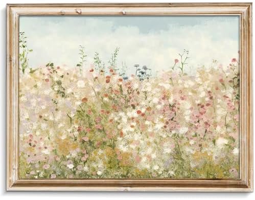 uniro Wildflower Field Vintage Canvas Wall Art by uniro