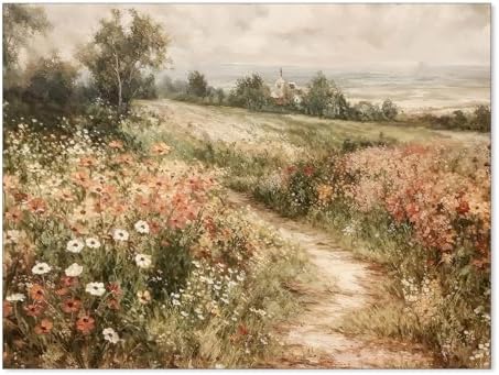 Haitunone Landscape Wildflower Wall Art Nature Botanical Floral Posters Retro by Haitunone