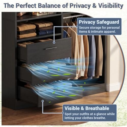 iSunirm 3FT Closet System with 6 Shelves, Wood Walk-in Closet with Closed & 2 - Image 4
