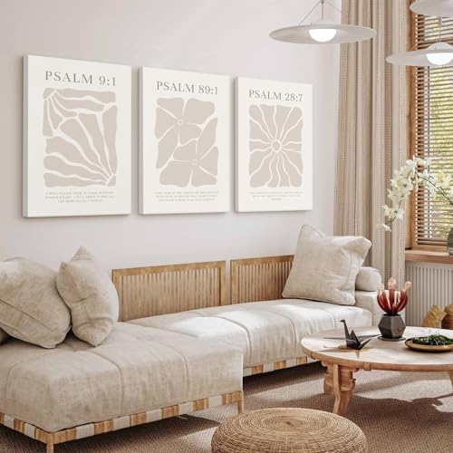 Scripture Christian Wall Art Set of 3 Beige Bible Verses Wall Decor Neutral - Image 5