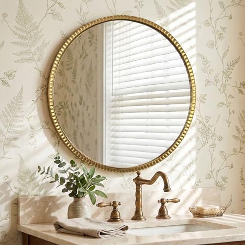 Round Gold Wall Mirror with Luxury Metal Frame Home Decor 32" by MIRAVORYGoldDecorMirrors