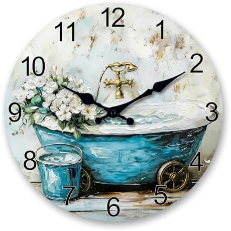XNM Farmhouse Bathroom Wall Clock Battery Operated 16 Inch by XNMwallclock
