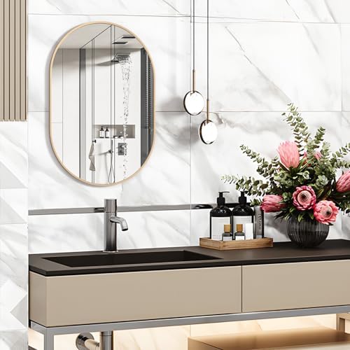 Oval Bathroom Mirror Capsule Wall Vanity Mirror, Large Modern Mirror - Image 4