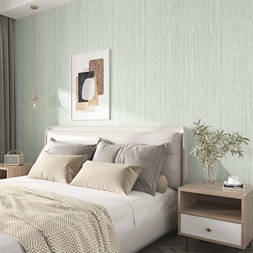 WESTICK Green Grasscloth Peel and Stick Wallpaper Self Adhesive Textured - Image 2