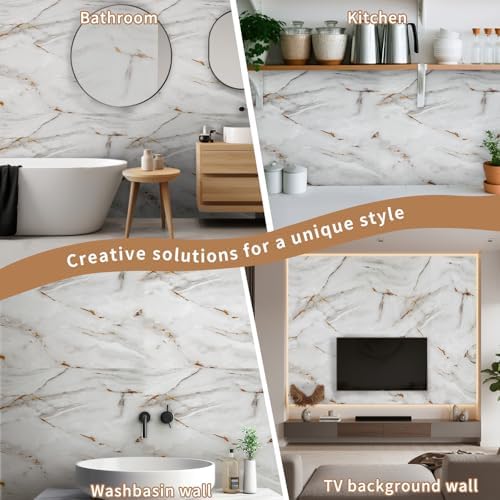 Hahafelt PVC Marble Peel and Stick Wall Panels, Living Rooms, TV Walls - Image 4
