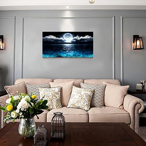 Wall Art Moon Sea Ocean Landscape Picture Canvas Wall Art Print Paintings - Image 3