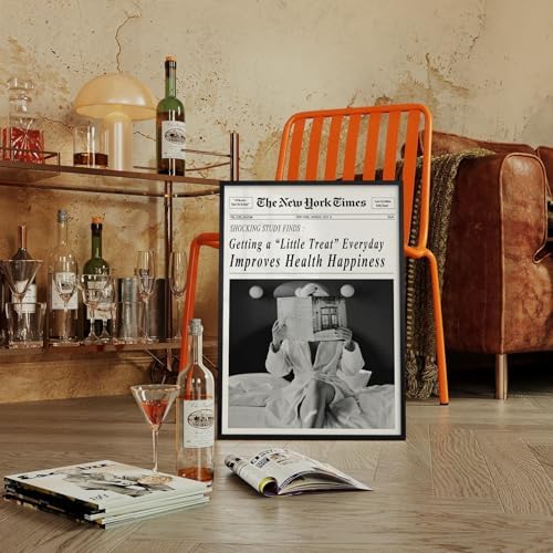 Funky Black and White Newspaper Wall Art 12x18 in Black Framed Humor Quotes - Image 6