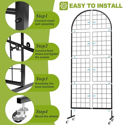 VGMiu Grid Wall Panel 2' x 5.2' FT Metal Grid Display Stand 2PCS Black - Image 3