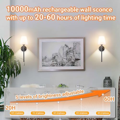 Nekhung Battery Operated Wall Sconce, Peel and Stick Sconces Set of 2 - Image 6