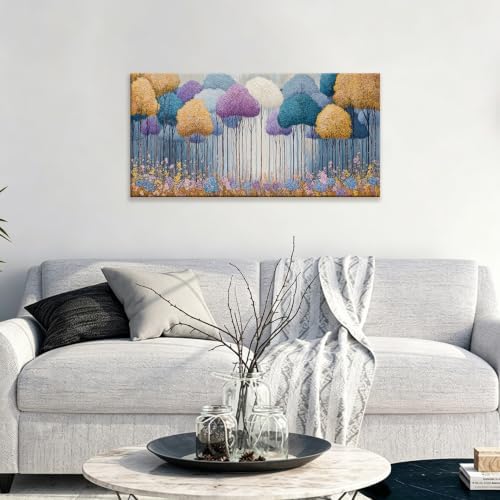 I@U Modern Colorful Tree Landscape Canvas Wall Art Decor - Image 6