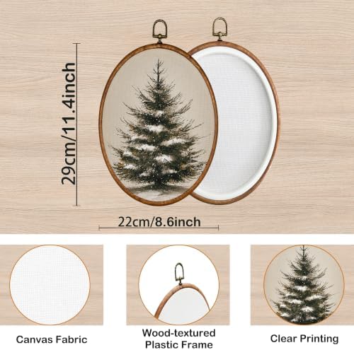 KSDUT Vintage Winter Christmas Tree Oval Wall Art 8.6"x11.4" - Image 7